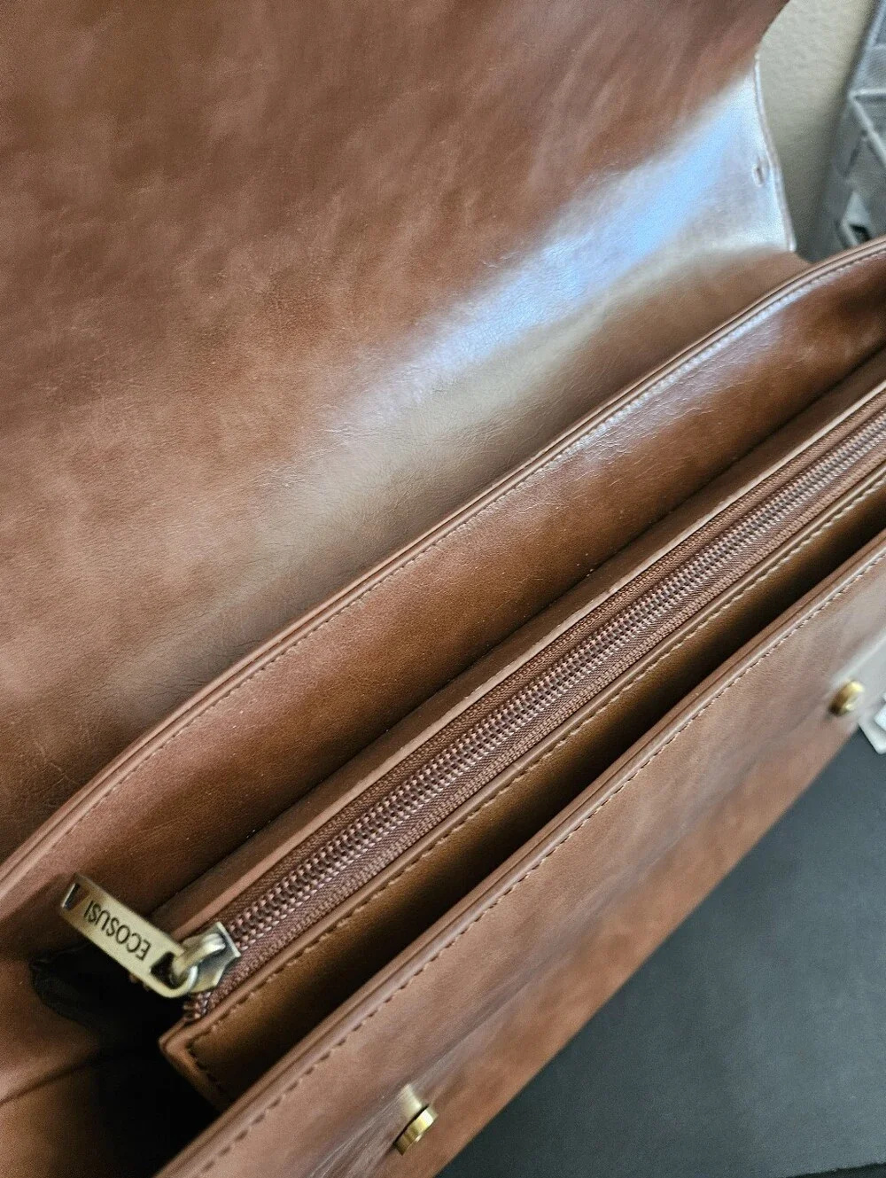 Ecosusi Brown Vegan Leather Bow Messenger/Laptop Bag